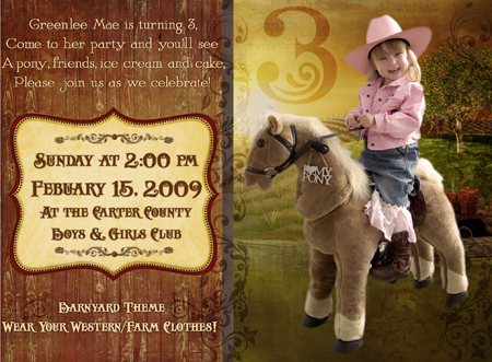 Barn theme birthday invitation