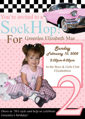 Sock Hop, 50's Theme Invitation or Announcement