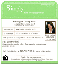 Washington County Bank e-newsletter, e-flyer for morgage loan officer