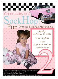 50's Style Sock Hop Baby Birthday Invitation