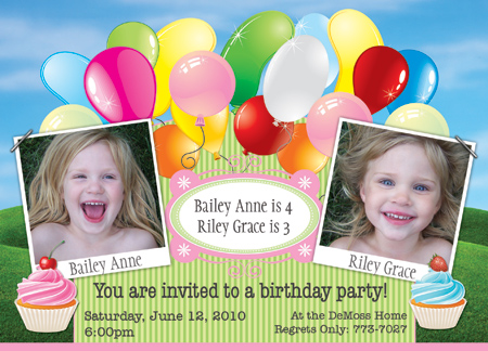 Balloon & Cupcake Invitation