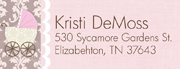 Pink & Brown Baby Buggy Matching Address Label