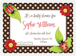 Ladybug birthday or baby shower invitation