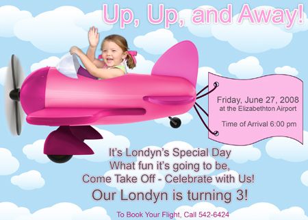 Airplane Theme Party Invitation