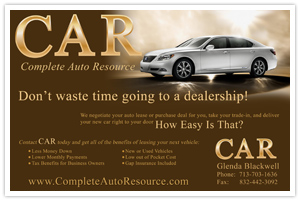 Half Page Ad for Auto Leasing Company