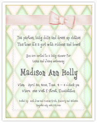 Pink & Green Baby Shower Invitation