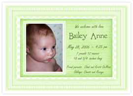 Baby Photo Birth Announcement- Mint Green