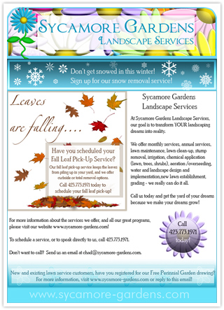 Seasons e-flyer, e-newsletter, or announcing seasonal specials