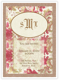Red, Brown, Floral Invitation
