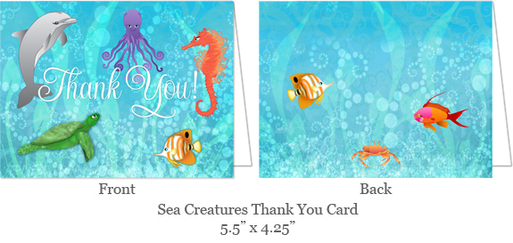 Sea Creatures Thank You Card