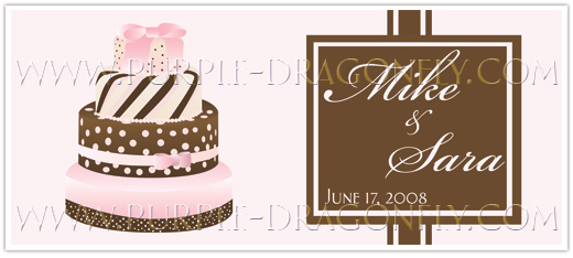 Pink & Brown Cake Wedding Logo